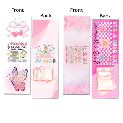 Coquette Style Bookmarks. Cute Pink Bookmarks for Women with Reading Sayings and Funny Book Quotes. Great Book Markers for Women Who Love to Read. Set of 9. Made in The USA.