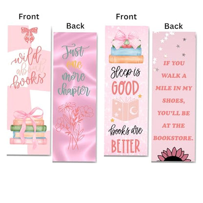 Coquette Style Bookmarks. Cute Pink Bookmarks for Women with Reading Sayings and Funny Book Quotes. Great Book Markers for Women Who Love to Read. Set of 9. Made in The USA.