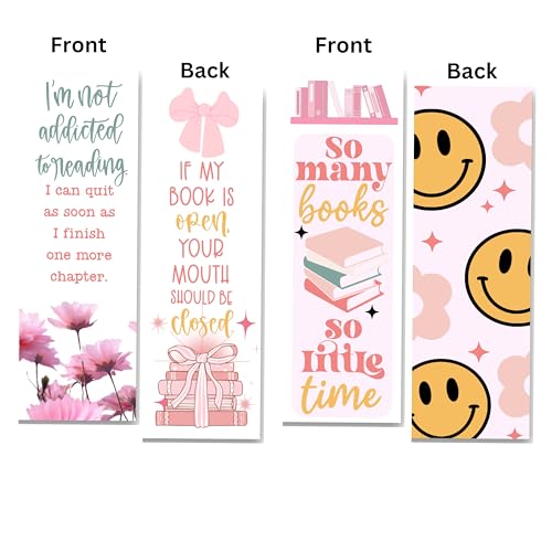 Coquette Style Bookmarks. Cute Pink Bookmarks for Women with Reading Sayings and Funny Book Quotes. Great Book Markers for Women Who Love to Read. Set of 9. Made in The USA.