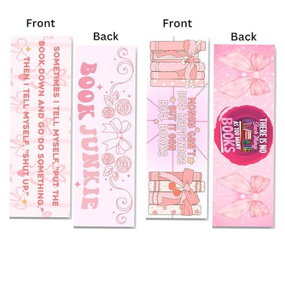 Coquette Style Bookmarks. Cute Pink Bookmarks for Women with Reading Sayings and Funny Book Quotes. Great Book Markers for Women Who Love to Read. Set of 9. Made in The USA.