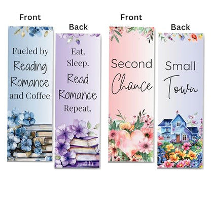 Romantasy Bookmarks for Women, Set of 9 Floral Bookmarks with Romance Tropes and Smut Quotes. Fun Book Markers for Reading. (1)