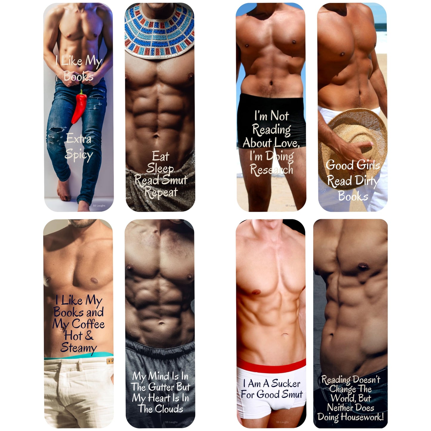 Naughty Bookmarks for Women with Shirtless Men and Naughty Sayings. Romance Novel Lovers Bookmark Set. Spicy Bookmark Set for Women. Sexy Bookmarks for Ladies