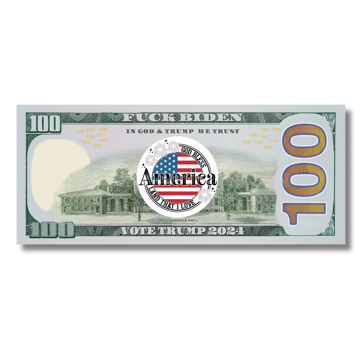 Generic Vote for Trump 2024 Prank $100 Dollar Bills. Funny Vote Trump Gift, Fuck Biden, Let's Go Brandon, MAGA Gift. Make America Great Again. (50 Pack)