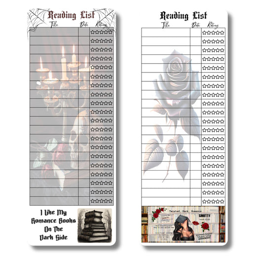 Dark Romance Reading List Bookmarks, Set of 10, Double Sided, Book Tracker Book Markers to Keep Track of The Morally Gray Novels You Read.