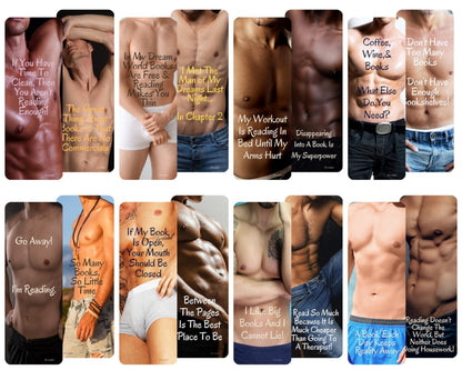 Sexy Naughty Bookmarks for Women. Shirtless Men with Cute Sayings On Each Dirty Bookmark. Funny Bookmarks for Women. Book Lover Bookmarks