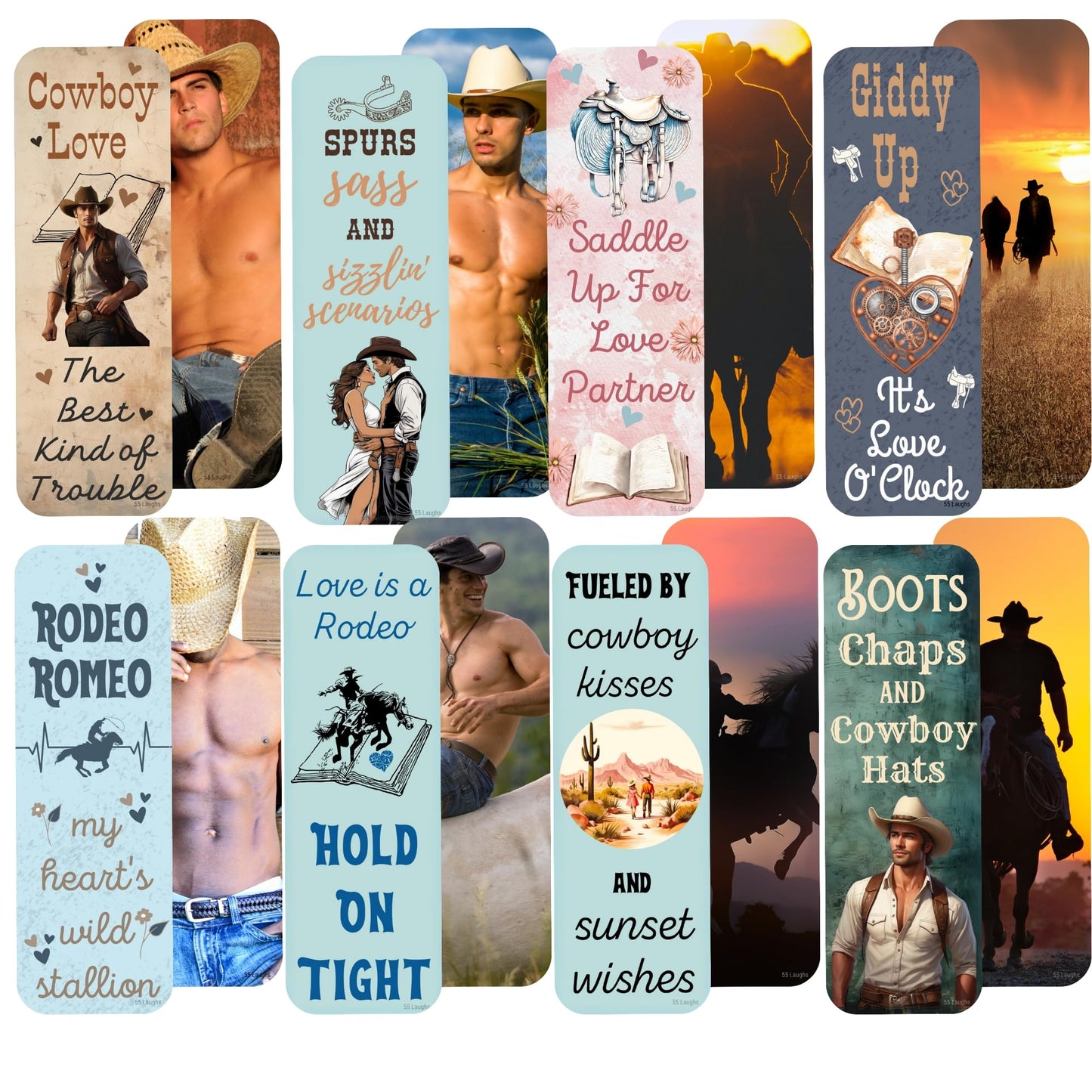 Western Romance Bookmark Set. Cowboy Romance Bookmarks. Great Gift for Western Novel Lovers and Cowboy Smut Books. Sexy Cowboy Bookmarks