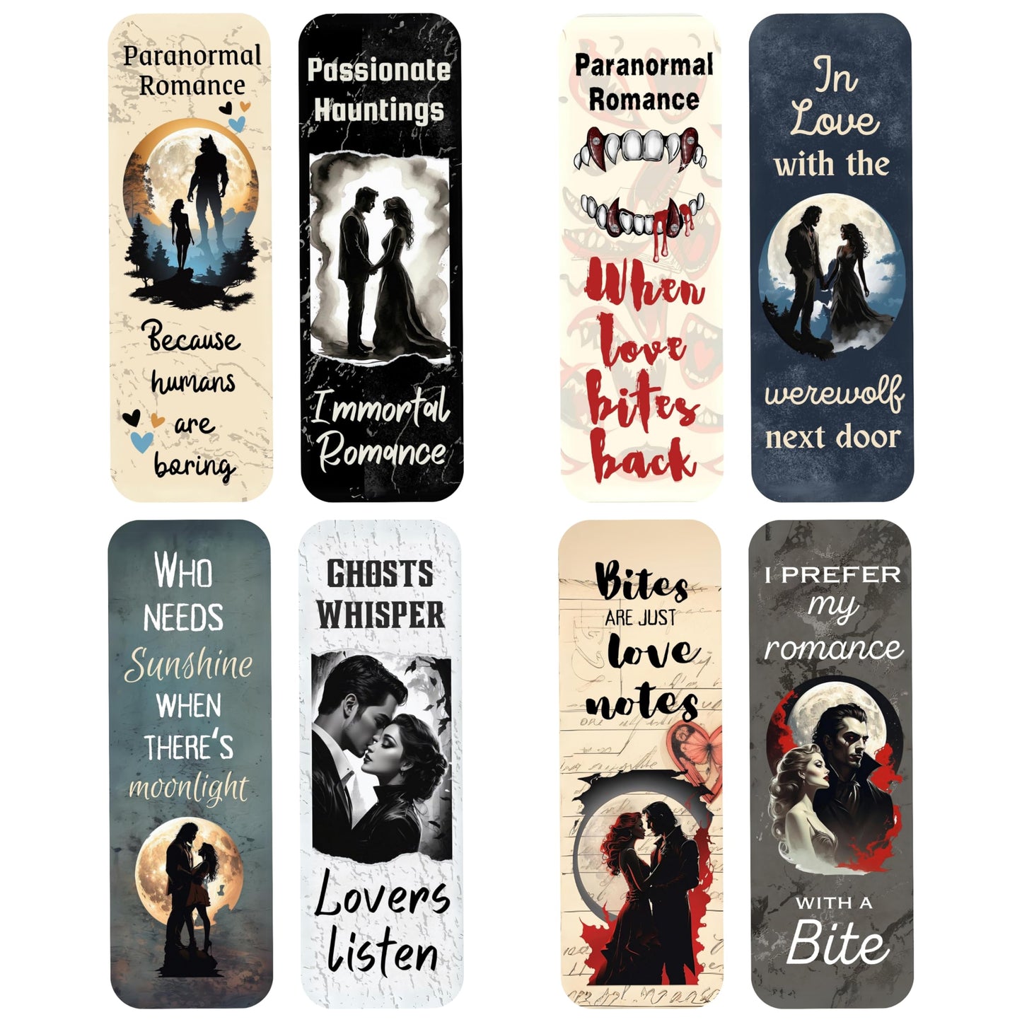 Vampire Bookmarks Set. Vampire, Werewolf, & Ghost Theme Bookmarks. Great Gift for Paranormal Romance Novel Lovers. Paranormal Romance Bookmark Set