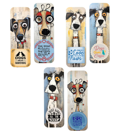 Adorable Dog Bookmarks with Cute Dog Lover Sayings On Each. Dogs, Books, and Coffee. True Love Has Four Paws, A Dog's Tail Never Lies, and More. Made in USA.