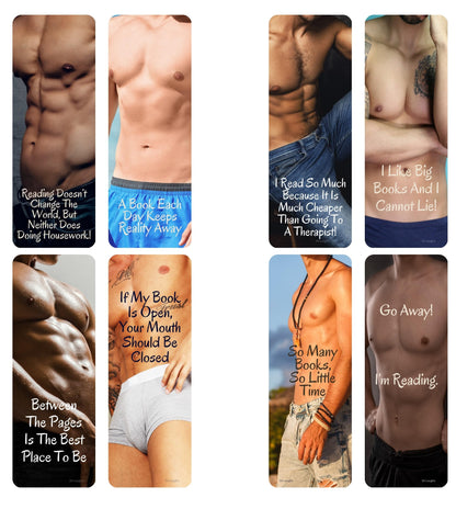 Sexy Naughty Bookmarks for Women. Shirtless Men with Cute Sayings On Each Dirty Bookmark. Funny Bookmarks for Women. Book Lover Bookmarks