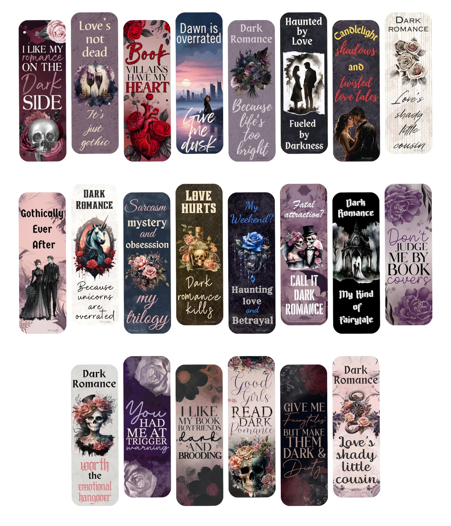 Dark Romance Bookmarks. Set of 11 Double Sided Dark Romance Bookmarks. Dark Twisted Romance Bookmarkers are Great Gift for Dark Romance Novel Lovers.