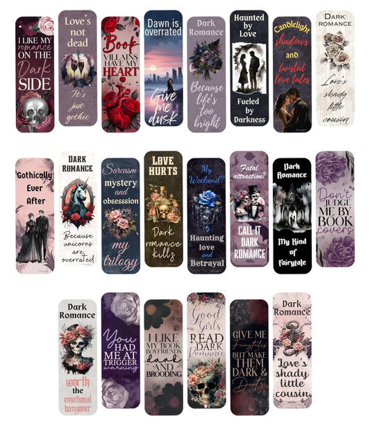 Dark Romance Bookmarks. Set of 11 Double Sided Dark Romance Bookmarks. Dark Twisted Romance Bookmarkers are Great Gift for Dark Romance Novel Lovers.