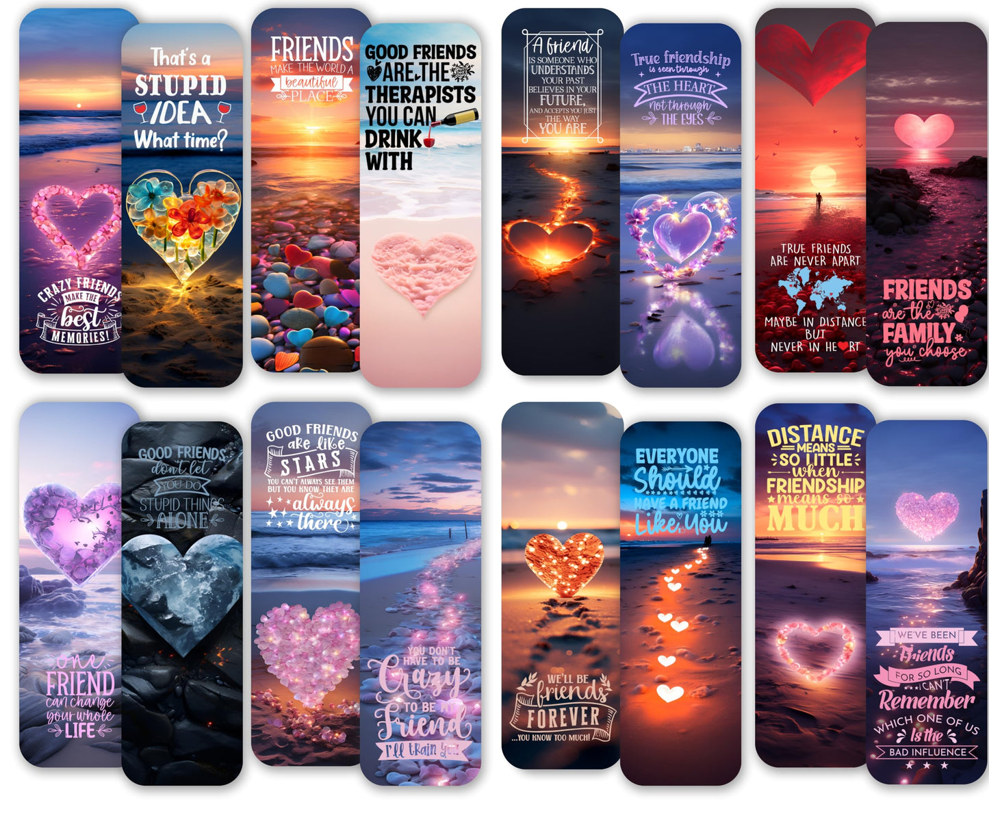 Funny Friends Bookmark Set. Pretty Bookmarks with Cute Sayings and Quotes About Friendship and Best Friends. These Beautiful Bookmarks are Made in The USA.