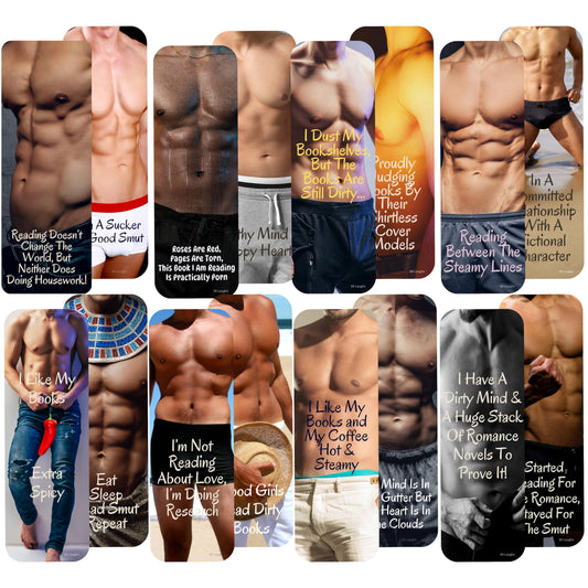 Naughty Bookmarks for Women with Shirtless Men and Naughty Sayings. Romance Novel Lovers Bookmark Set. Spicy Bookmark Set for Women. Sexy Bookmarks for Ladies